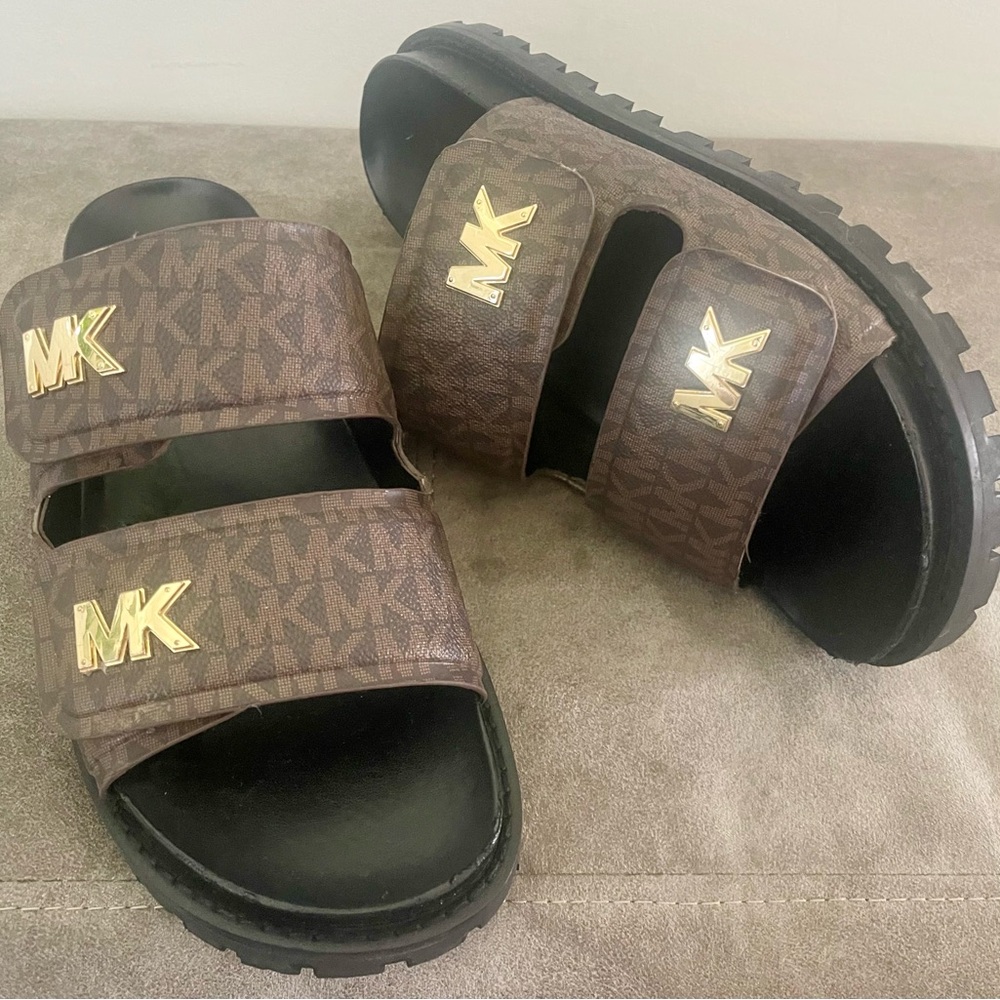 Michael Kors Brown and Black Stark Slide